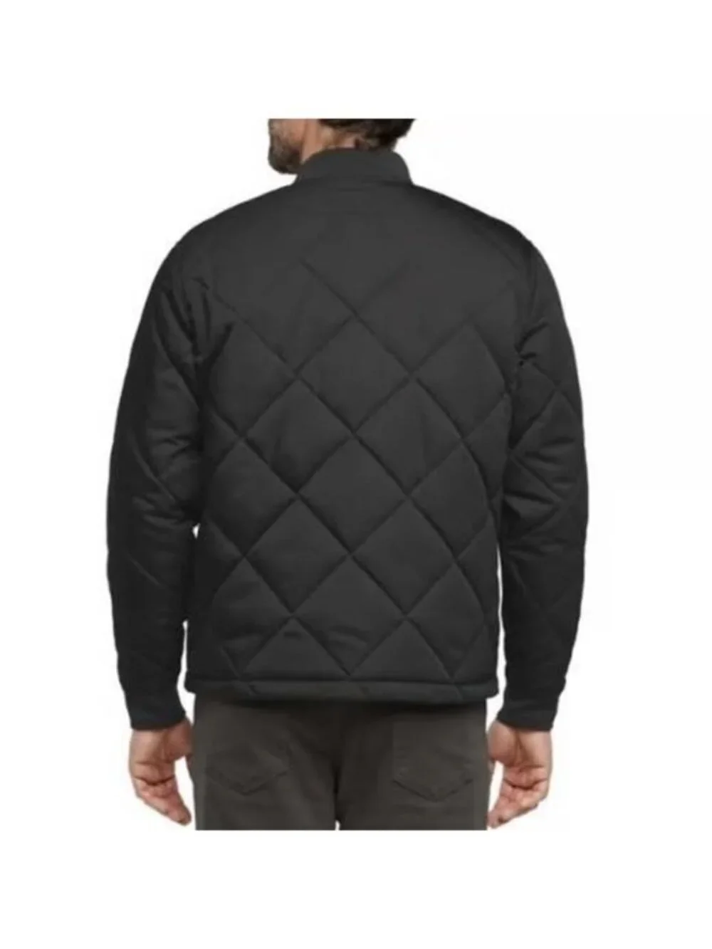 Banana Republic Men's Quilted Bomber Jacket L Black Polyester Button front N1409